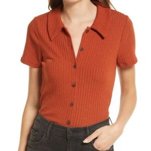 MADEWELL Ribbed Polo Button-Front Tee